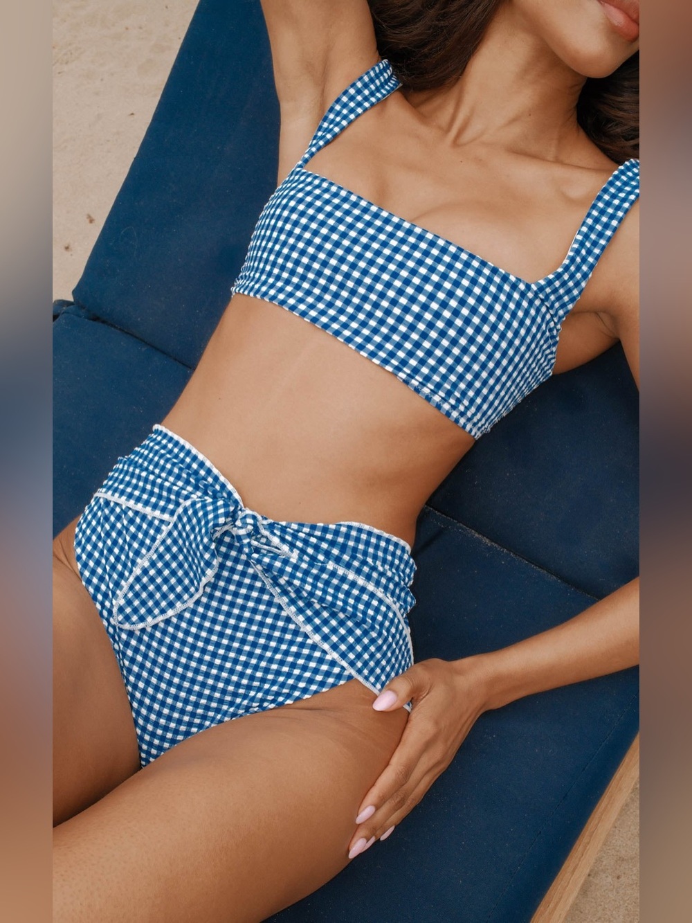 New Show Me Your Mumu Montauk Bottom size Large L gingham high waist swim bikini